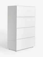 White Sloane Glass 4 Drawer Collection Luxe Chest of Drawers - Image 7 of 9
