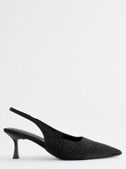 Black Forever Comfort® Jewel Studded Kitten Heel Slingbacks - Image 4 of 8
