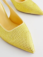 Yellow Forever Comfort Jewel Studded Slingback Kitten Heels - Image 2 of 7