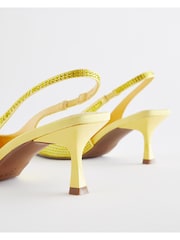 Yellow Forever Comfort Jewel Studded Slingback Kitten Heels - Image 7 of 7