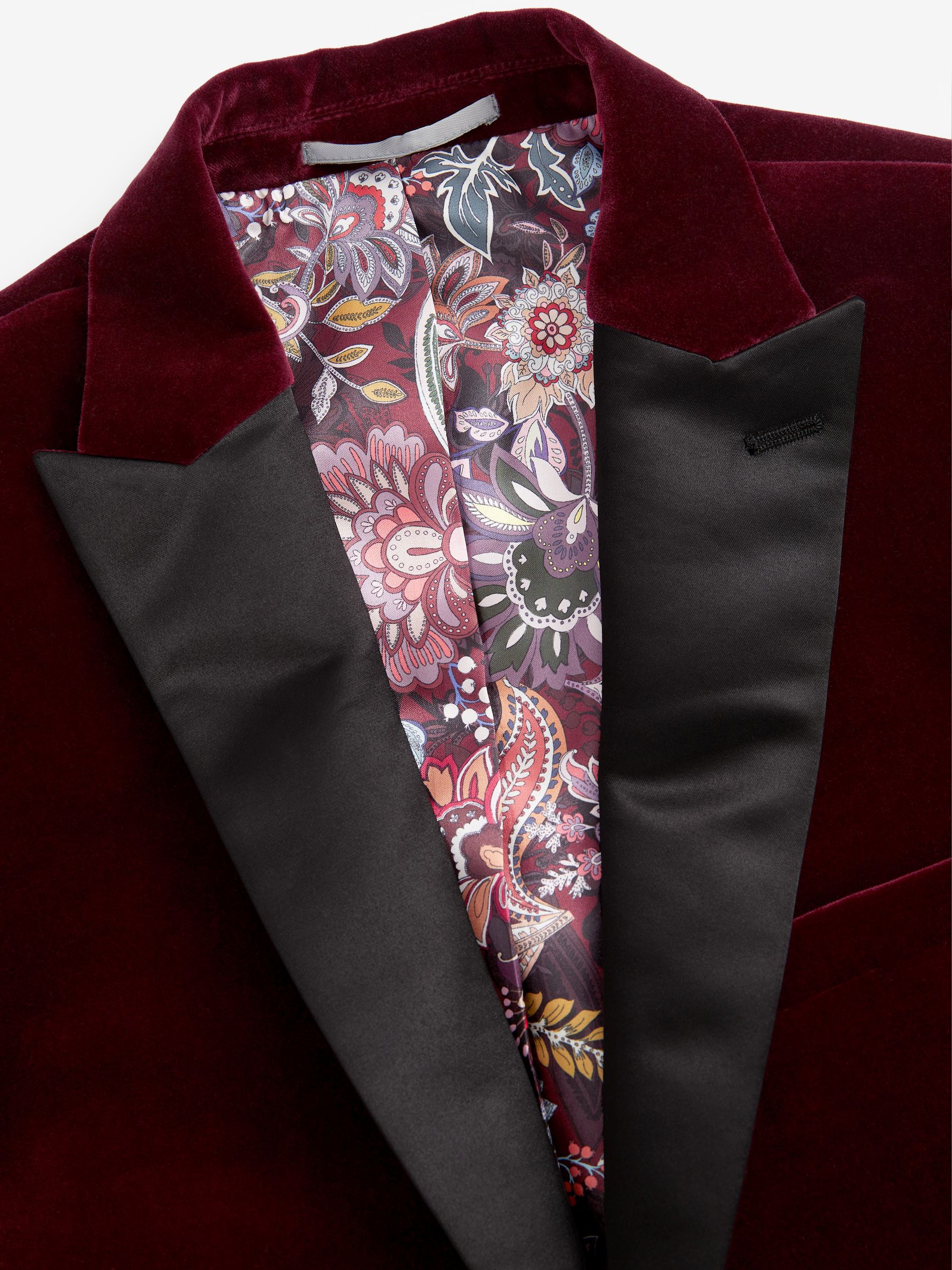 Buy Burgundy Red Slim Fit Signature Pontoglio Italian Fabric Velvet Blazer from Next Australia