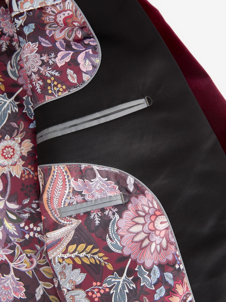 Rouge bordeaux - Slim Fit (Slim Fit) - Signature Pontoglio Italian Fabric Velvet Blazer - Image 13 of 14