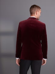 Burgunderrot - Schmale Passform - Signature Samt-Blazer aus italienischem Stoff von Pontoglio - Bild 4 von 14