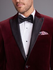 Burgunderrot - Schmale Passform - Signature Samt-Blazer aus italienischem Stoff von Pontoglio - Bild 5 von 14