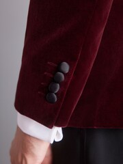Burgunderrot - Schmale Passform - Signature Samt-Blazer aus italienischem Stoff von Pontoglio - Bild 7 von 14