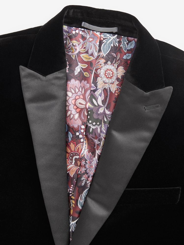 Schwarz - Schmale Passform - Signature Samt-Blazer aus italienischem Stoff von Pontoglio - Image 5 of 9