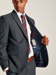 Joules Navy Check Wool Slim Fit Suit: Jacket - Image 4 of 8