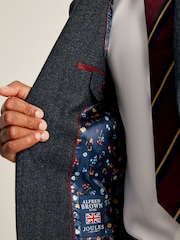 Joules Navy Check Wool Slim Fit Suit: Jacket - Image 6 of 8