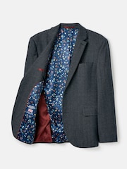 Joules Navy Check Wool Slim Fit Suit: Jacket - Image 8 of 8