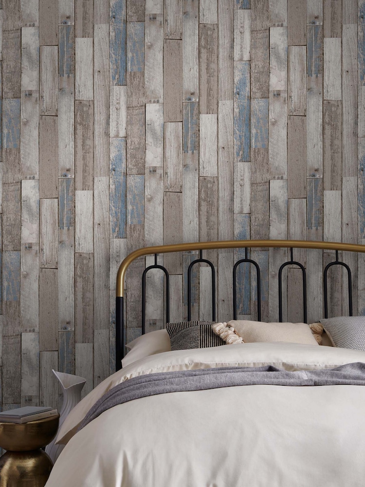 Natural Distressed Wood Plank Paste The Wall 10M Wallpaper - Image 1 of 4