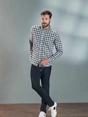 Grey/Blue Next Signature Brushed Flannel Check Shirt - Image 2 of 7