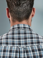 Grey/Blue Next Signature Brushed Flannel Check Shirt - Image 5 of 7