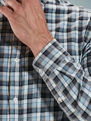 Grey/Blue Next Signature Brushed Flannel Check Shirt - Image 6 of 7