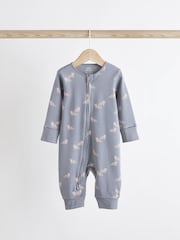 Teal Blue Baby 100% Cotton Footless Sleepsuits 3 Pack With Zip (0mths-3yrs) - Image 3 of 9