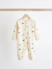 Teal Blue Baby 100% Cotton Footless Sleepsuits 3 Pack With Zip (0mths-3yrs) - Image 4 of 9