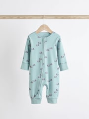 Teal Blue Baby 100% Cotton Footless Sleepsuits 3 Pack With Zip (0mths-3yrs) - Image 5 of 9