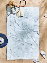Joules Blue Botanical Bee 100% Cotton Beach Towel - Image 1 of 3