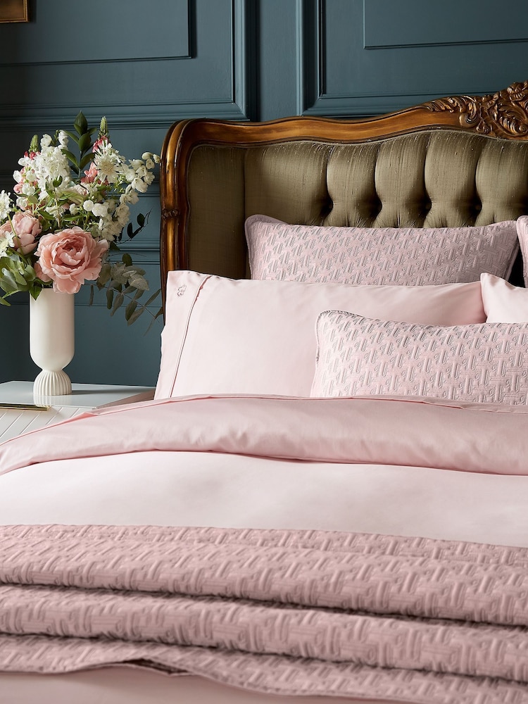 Ted Baker Pink T Quilted Polysatin Bedspread - Image 1 of 4