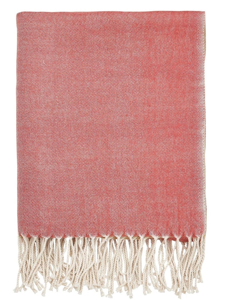 Sanderson Red Suva Tassel Throw - Image 2 of 3