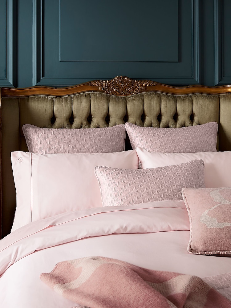 Ted Baker Pink T Quilted Polysatin Sham Pillowcase - Image 1 of 4