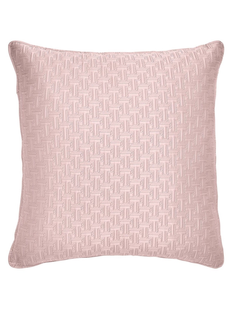 Ted Baker Pink T Quilted Polysatin Sham Pillowcase - Image 2 of 4