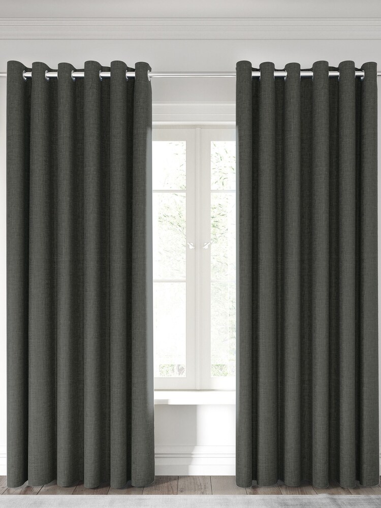 Nalu Nicole Scherzinger Grey Kalo Textured Fully Lined Eyelet Curtains - Image 1 of 4
