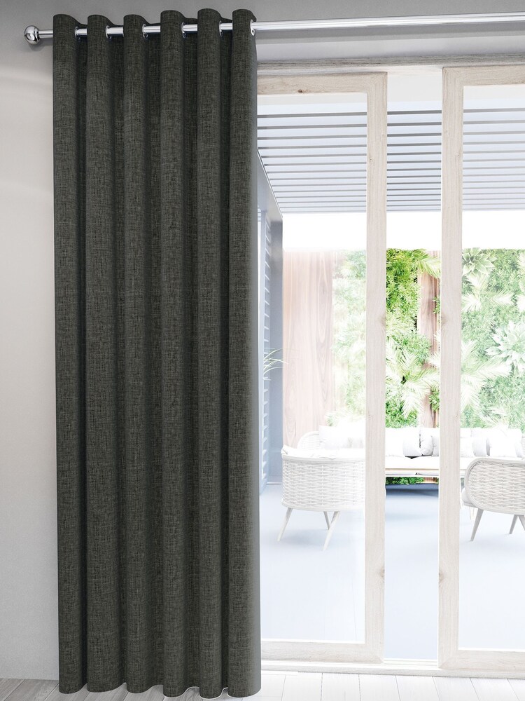 Nalu Nicole Scherzinger Grey Kalo Textured Fully Lined Eyelet Curtains - Image 2 of 4
