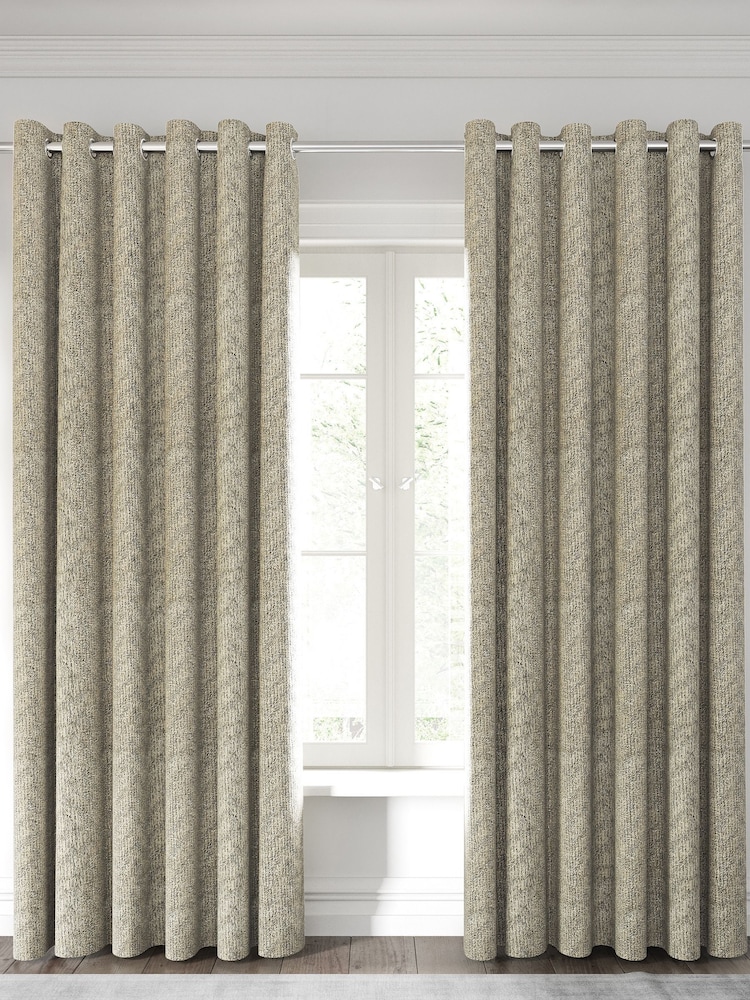 Nalu Nicole Scherzinger Natural Hana Textured Fully Lined Eyelet Curtains - Image 1 of 4