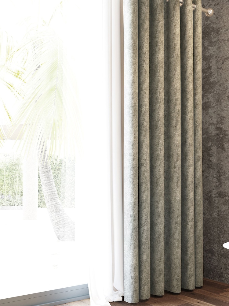 Nalu Nicole Scherzinger Natural Hana Textured Fully Lined Eyelet Curtains - Image 2 of 4