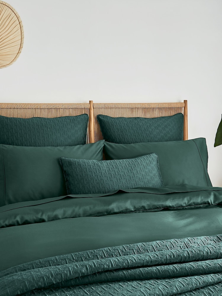 Ted Baker Forest Green Silky Smooth Plain Dye 250 Thread Count Cotton 100% Cotton Pillowcase - Image 1 of 4