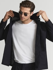 Reiss Navy Soul Linen Worker Jacket - Image 1 of 7