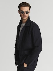 Reiss Navy Soul Linen Worker Jacket - Image 3 of 7