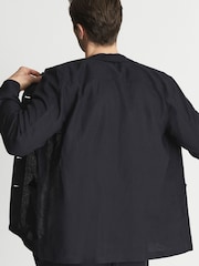 Reiss Navy Soul Linen Worker Jacket - Image 4 of 7