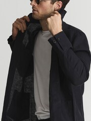 Reiss Navy Soul Linen Worker Jacket - Image 5 of 7