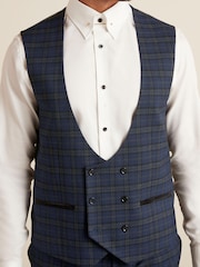 Navy Blue Check Suit: Waistcoat - Image 3 of 10
