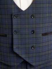 Navy Blue Check Suit: Waistcoat - Image 4 of 10