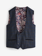 Navy Blue Check Suit: Waistcoat - Image 6 of 10