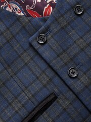 Navy Blue Check Suit: Waistcoat - Image 8 of 10