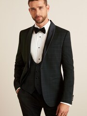 Black Check Tuxedo Suit Jacket - Image 1 of 10