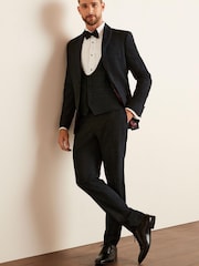 Black Check Tuxedo Suit Jacket - Image 2 of 10