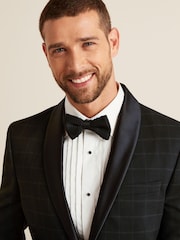 Black Check Tuxedo Suit Jacket - Image 4 of 10