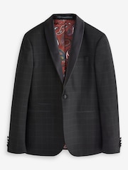 Black Check Tuxedo Suit Jacket - Image 6 of 10