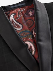 Black Check Tuxedo Suit Jacket - Image 8 of 10