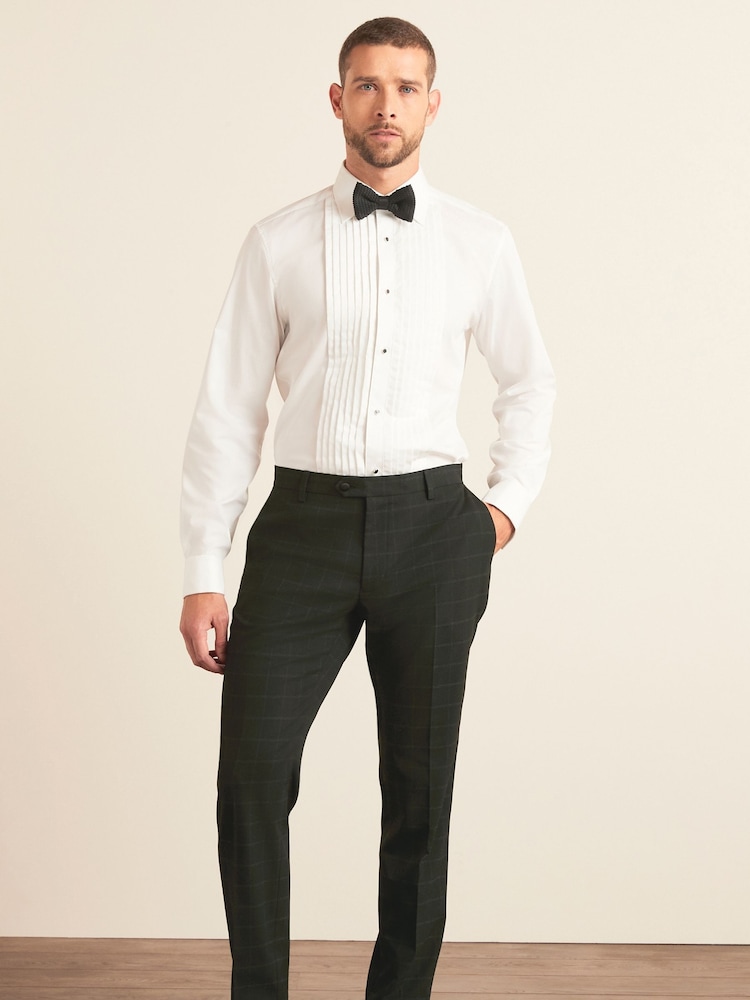 Black Skinny Fit Check Tuxedo Suit: Trousers - Image 2 of 8