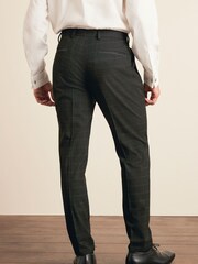 Black Skinny Fit Check Tuxedo Suit: Trousers - Image 3 of 8