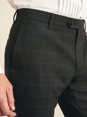Black Skinny Fit Check Tuxedo Suit: Trousers - Image 4 of 8