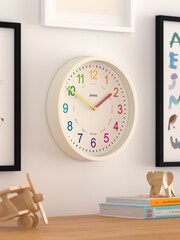 Jones Clocks White Kids White Linen Wall Clock - Image 2 of 4