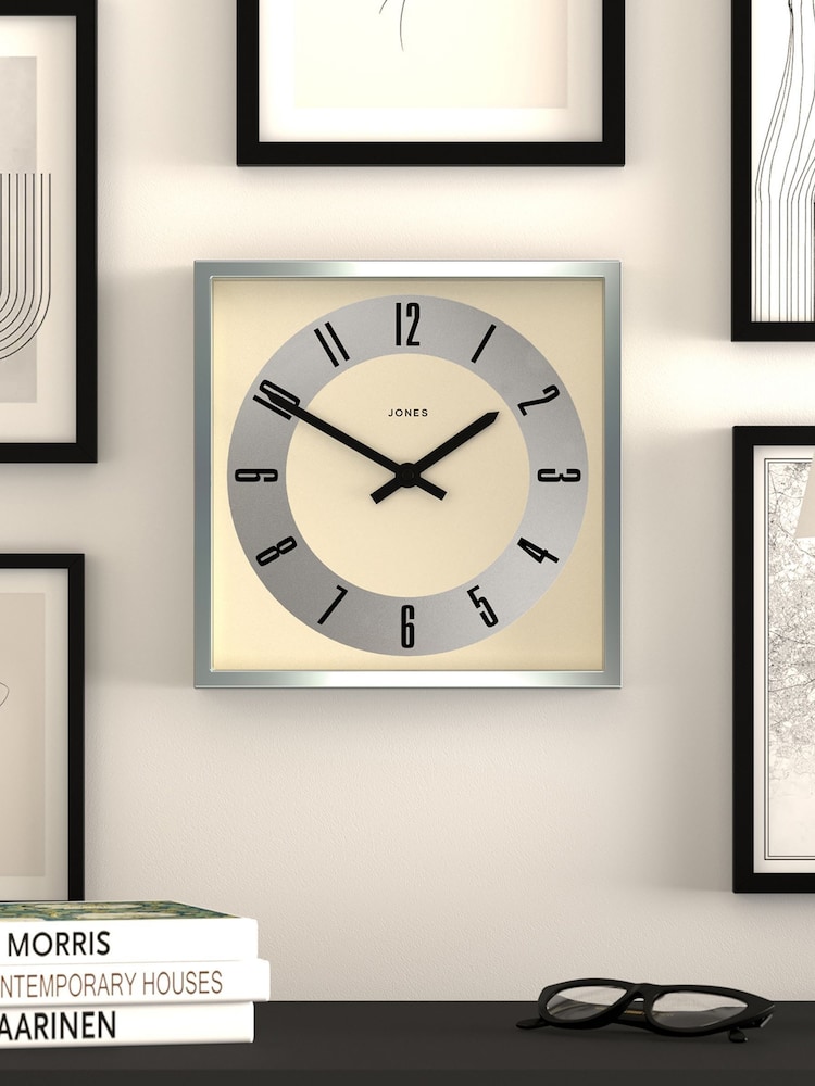 Jones Clocks Silver Silver Box Square Wall Clock - Image 1 of 4