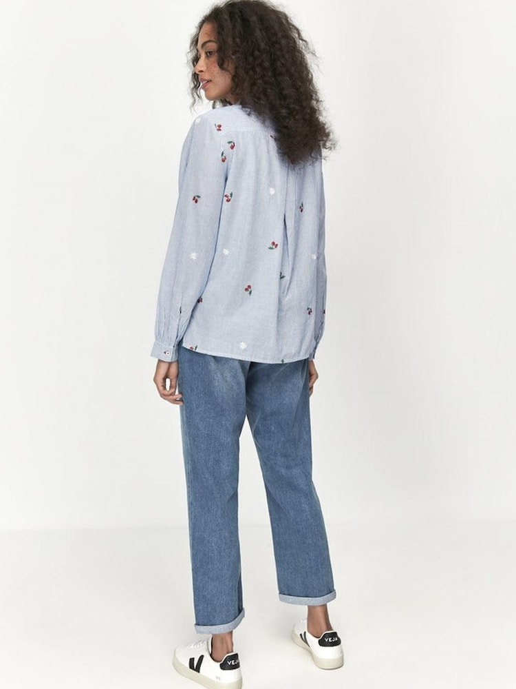 Khost Blue Clothing Embroidered Cherry Print Shirt - Image 2 of 3 Khost Blue Clothing Embroidered Cherry Print Shirt - Image 2 of 3