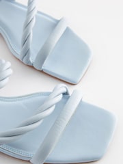 Blue Signature Leather Flat Twist Detail Mule Sandals - Image 6 of 6
